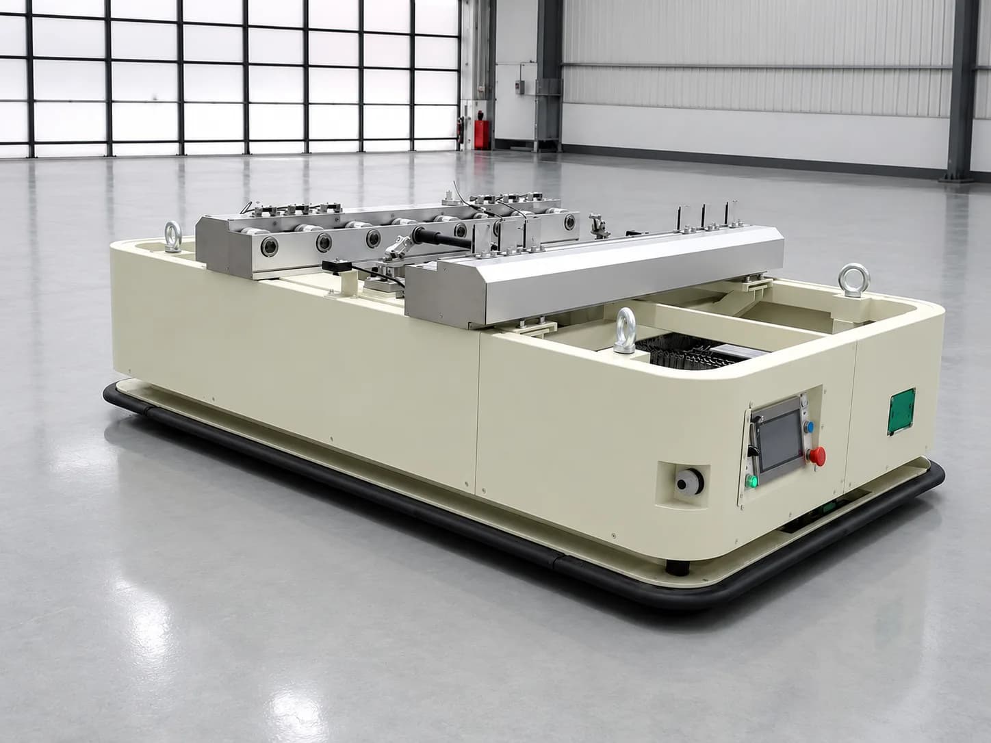 Low-profile AGV transfer platform designed for material handling and docking applications