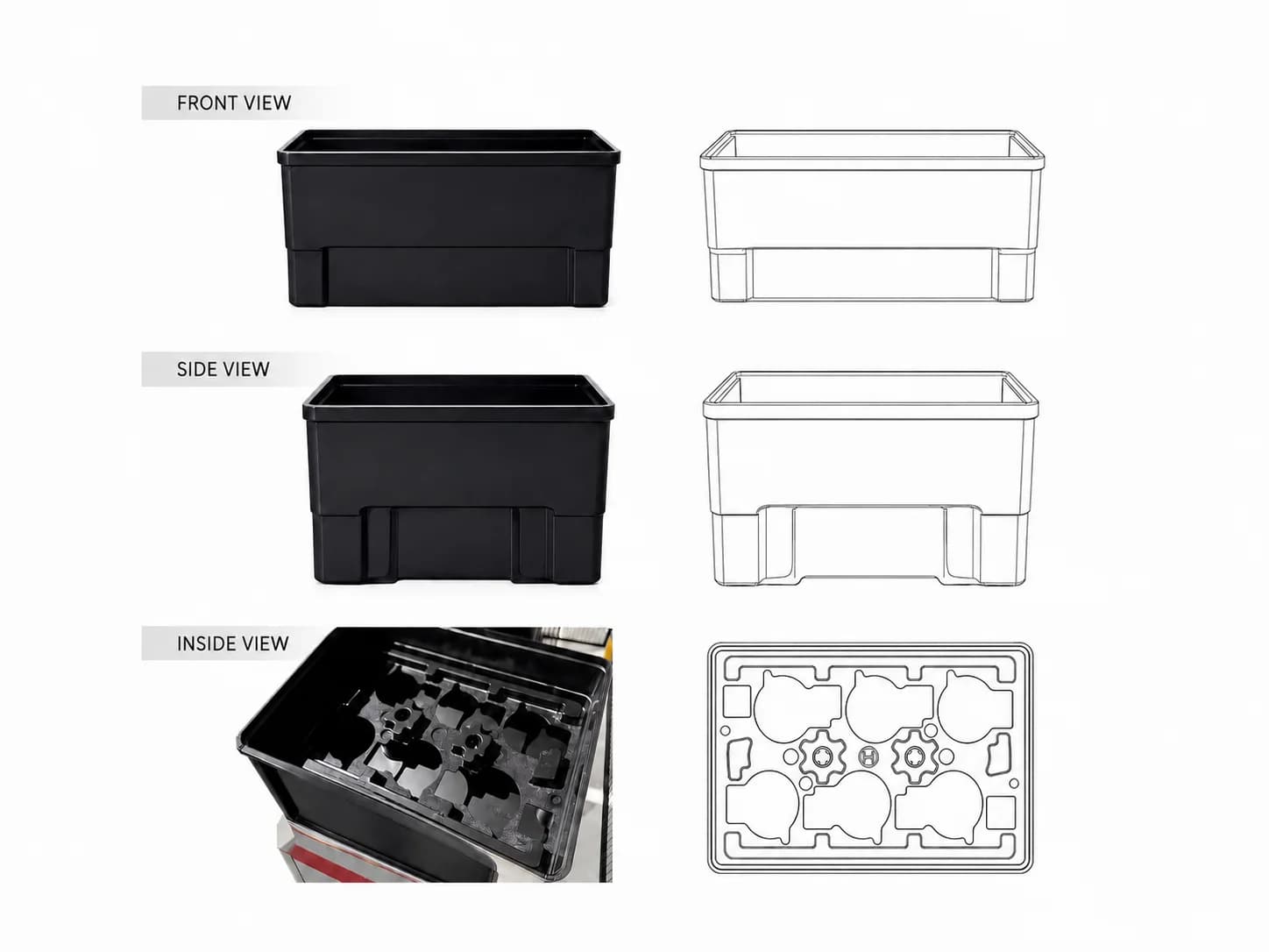 Custom industrial tote box solution for factory storage and handling